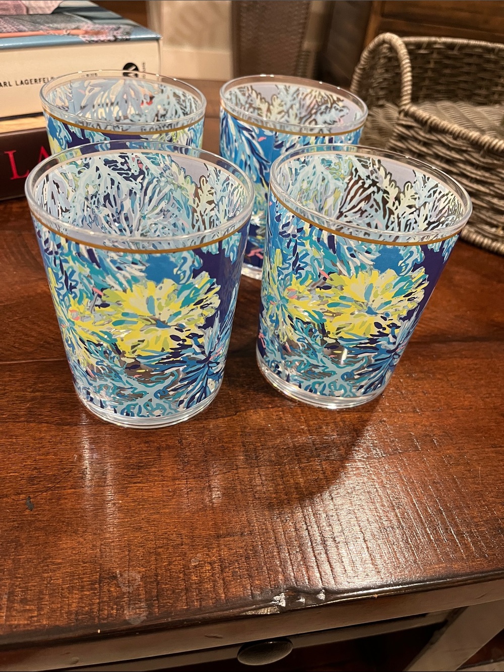 Lilly Pulitzer Blue, Yellow & White Floral Acrylic Tumbler Set